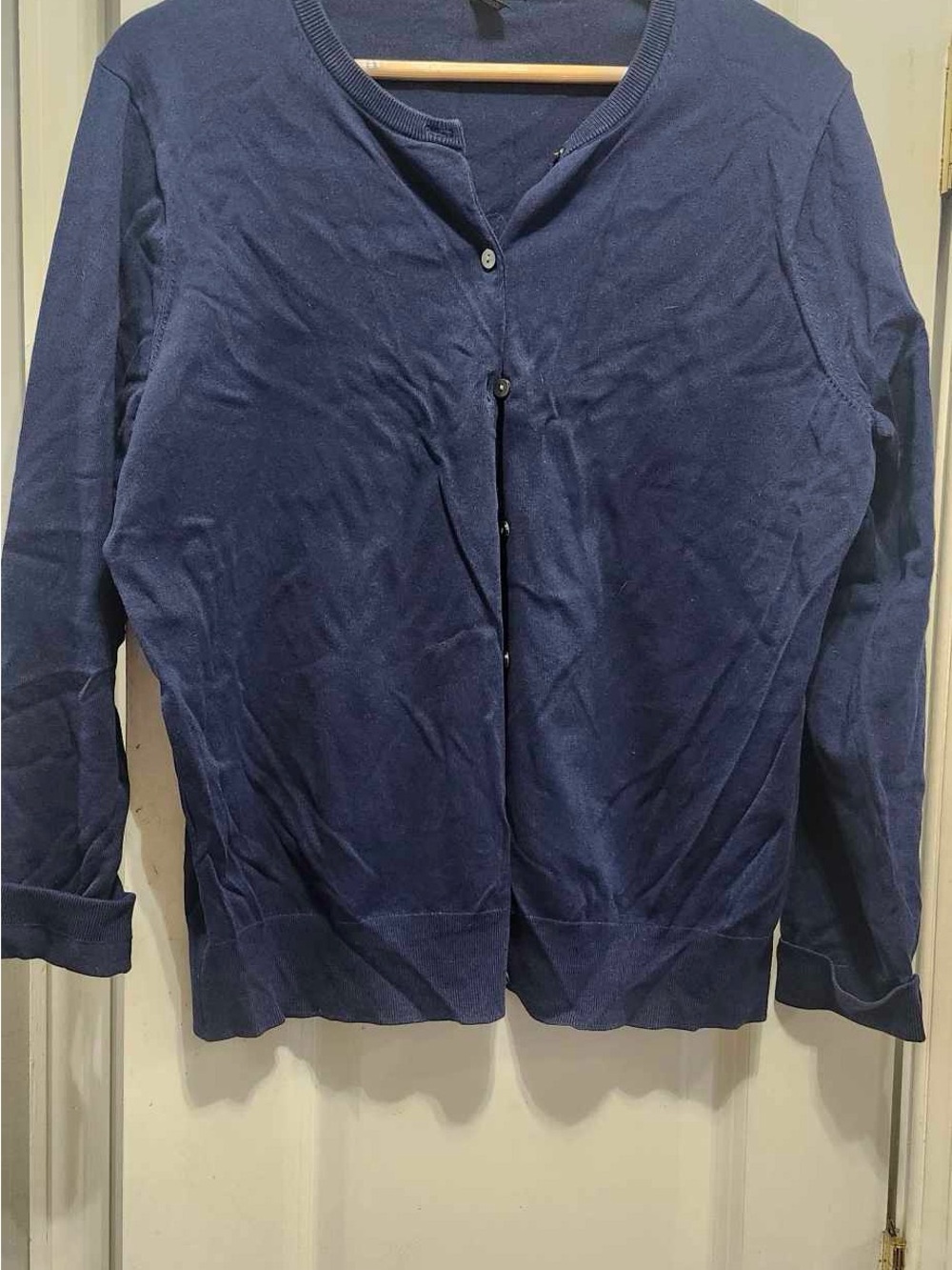 Lands' End Navy Knit Crewneck Sweater